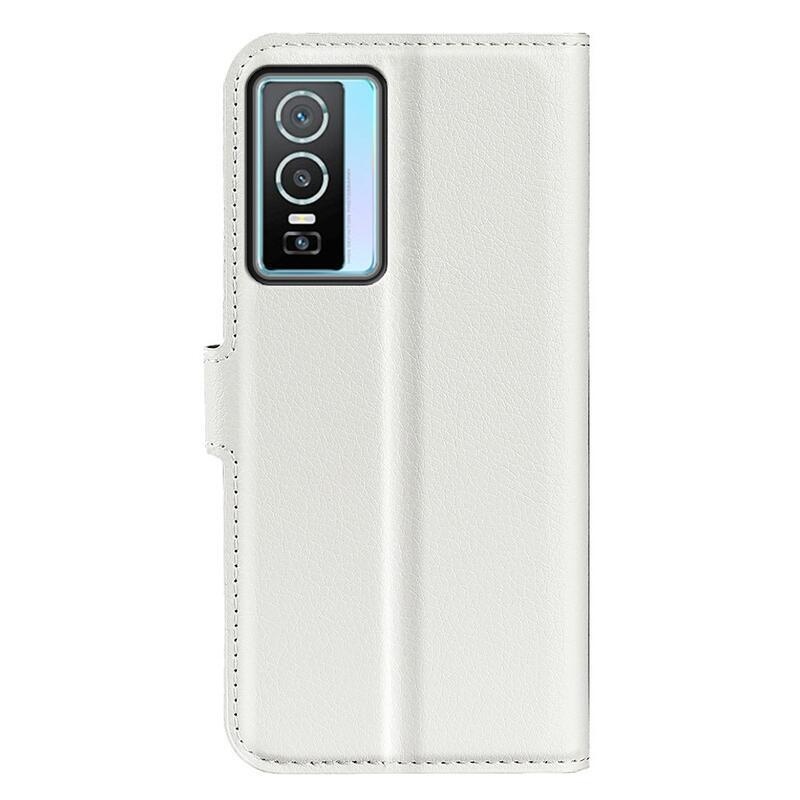 Litchi PU kožené peněženkové pouzdro na mobil Vivo Y76 5G/Y76s - bílé