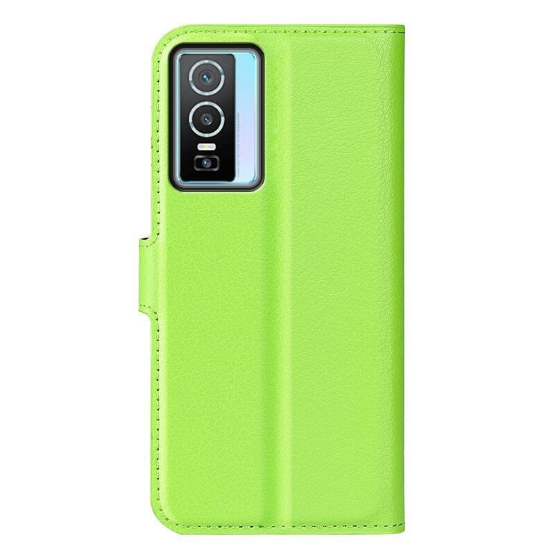 Litchi PU kožené peněženkové pouzdro na mobil Vivo Y76 5G/Y76s - zelené