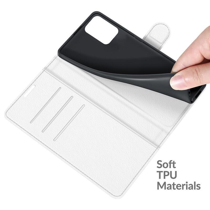Litchi PU kožené peněženkové pouzdro na mobil Xiaomi 11T/11T Pro - bílé