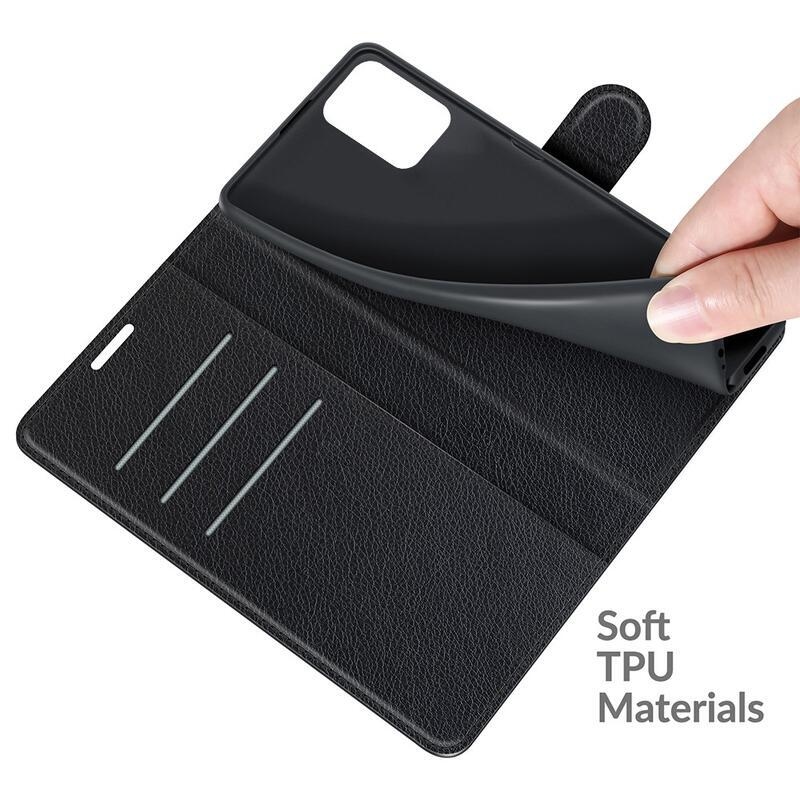Litchi PU kožené peněženkové pouzdro na mobil Xiaomi 11T/11T Pro - černé