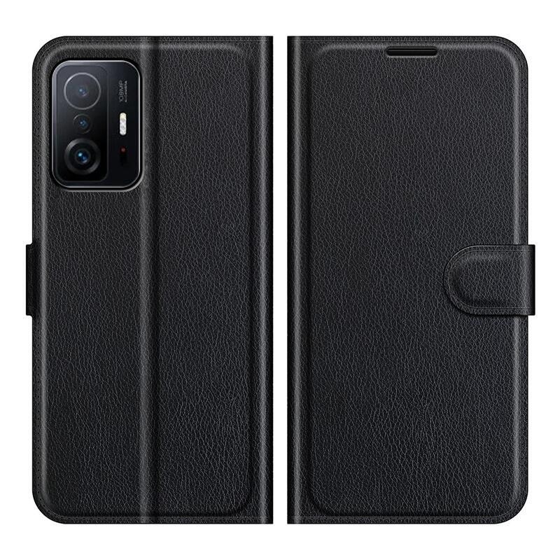 Litchi PU kožené peněženkové pouzdro na mobil Xiaomi 11T/11T Pro - černé