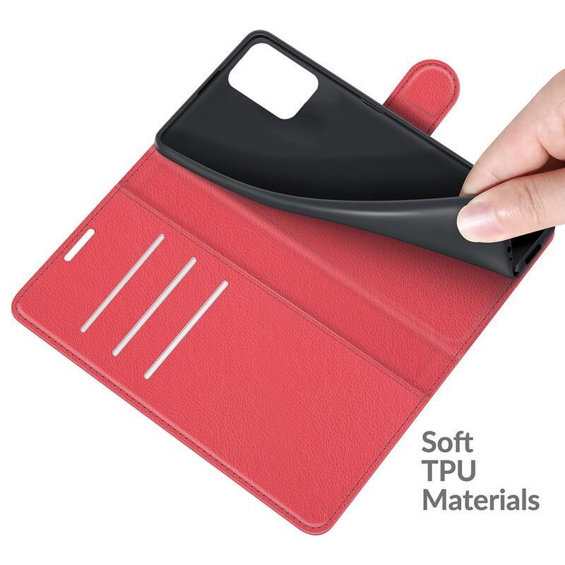 Litchi PU kožené peněženkové pouzdro na mobil Xiaomi 11T/11T Pro - červené