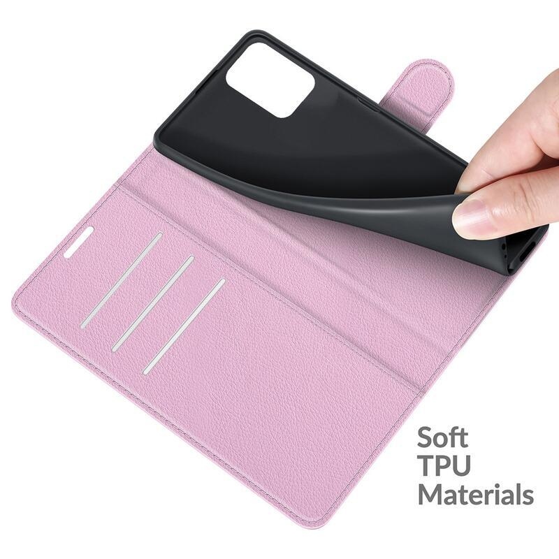 Litchi PU kožené peněženkové pouzdro na mobil Xiaomi 11T/11T Pro - růžové