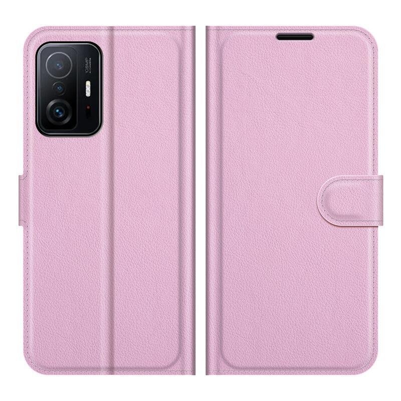 Litchi PU kožené peněženkové pouzdro na mobil Xiaomi 11T/11T Pro - růžové