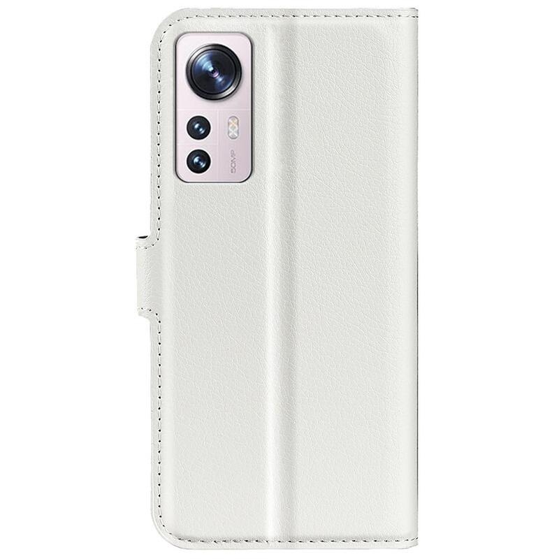 Litchi PU kožené peněženkové pouzdro na mobil Xiaomi 12 Lite - bílé