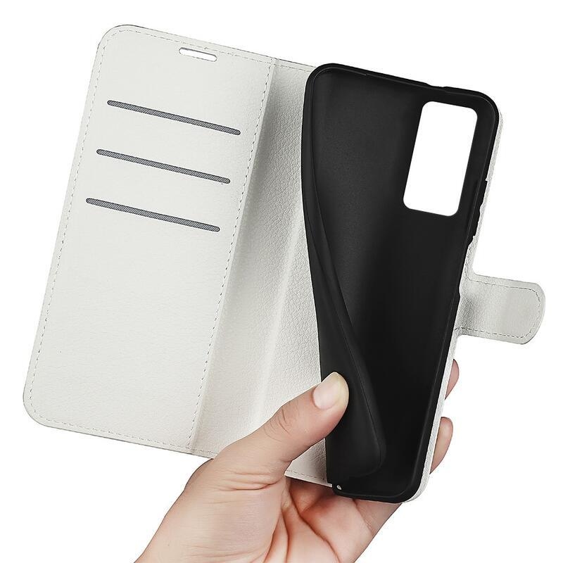Litchi PU kožené peněženkové pouzdro na mobil Xiaomi 12 Lite - bílé
