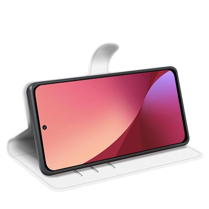 Litchi PU kožené peněženkové pouzdro na mobil Xiaomi 12 Lite - bílé