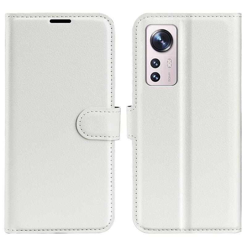 Litchi PU kožené peněženkové pouzdro na mobil Xiaomi 12 Lite - bílé