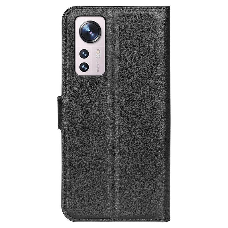 Litchi PU kožené peněženkové pouzdro na mobil Xiaomi 12 Lite - černé