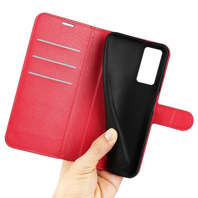 Litchi PU kožené peněženkové pouzdro na mobil Xiaomi 12 Lite - červené