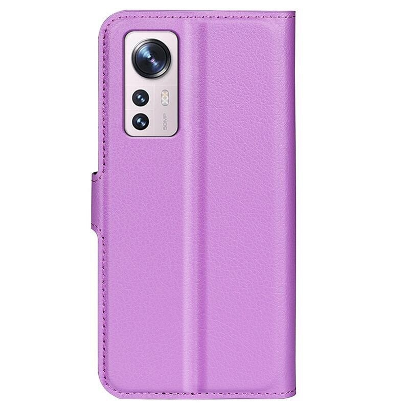 Litchi PU kožené peněženkové pouzdro na mobil Xiaomi 12 Lite - fialové