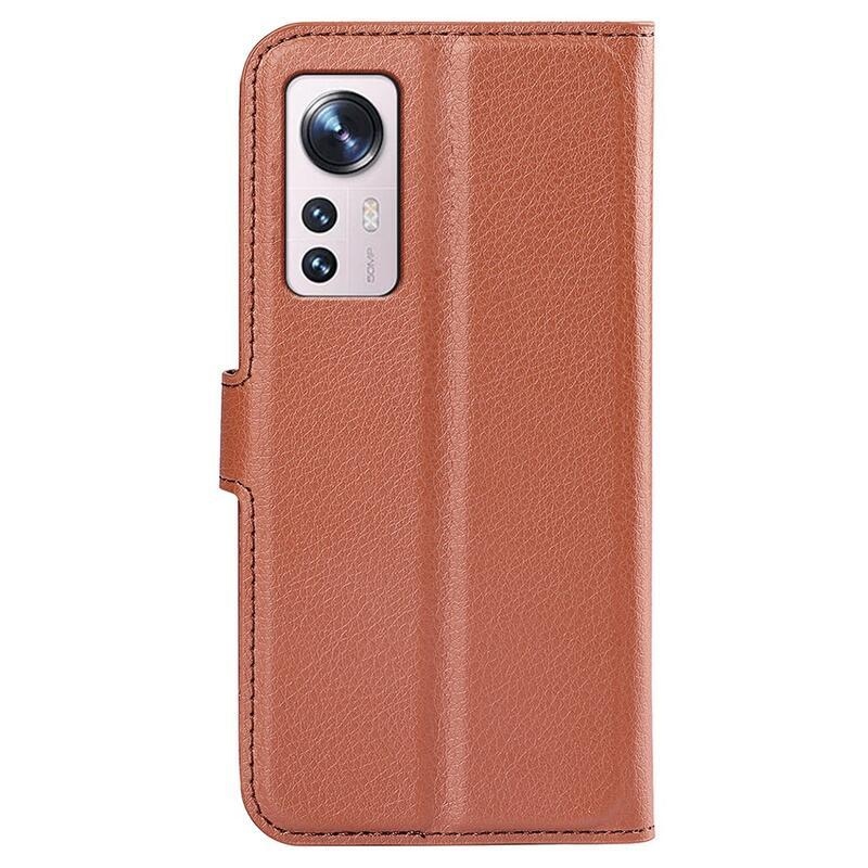 Litchi PU kožené peněženkové pouzdro na mobil Xiaomi 12 Lite - hnědé