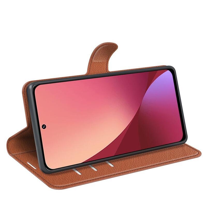 Litchi PU kožené peněženkové pouzdro na mobil Xiaomi 12 Lite - hnědé