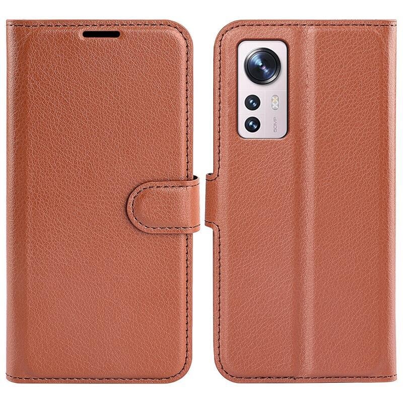 Litchi PU kožené peněženkové pouzdro na mobil Xiaomi 12 Lite - hnědé