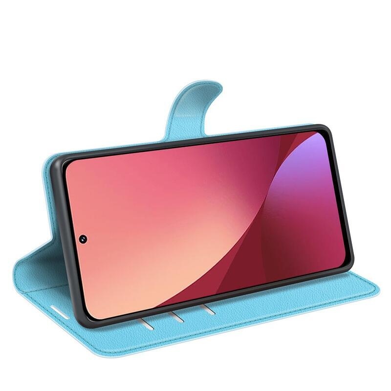 Litchi PU kožené peněženkové pouzdro na mobil Xiaomi 12 Lite - modré