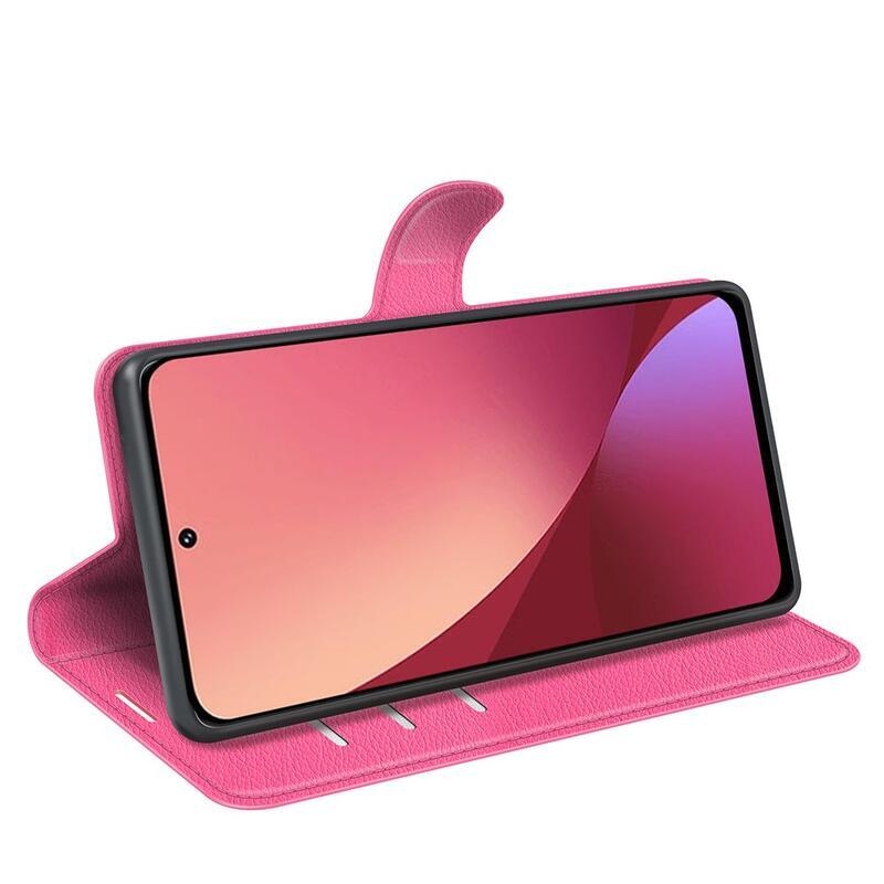 Litchi PU kožené peněženkové pouzdro na mobil Xiaomi 12 Lite - rose