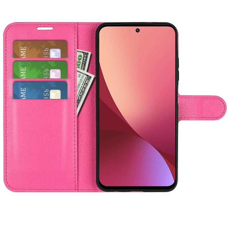 Litchi PU kožené peněženkové pouzdro na mobil Xiaomi 12 Lite - rose