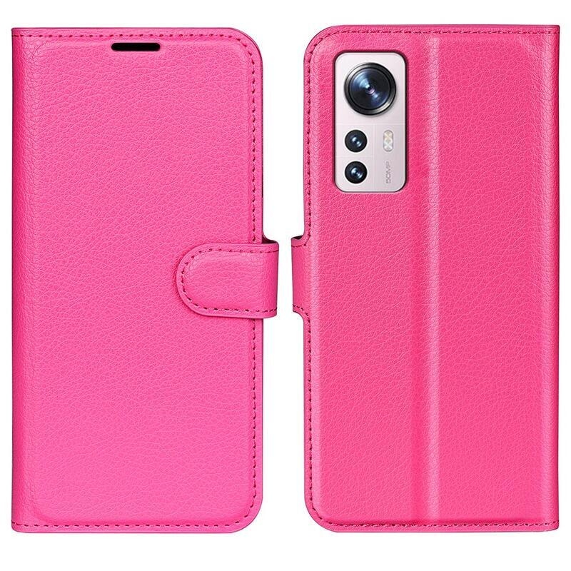 Litchi PU kožené peněženkové pouzdro na mobil Xiaomi 12 Lite - rose