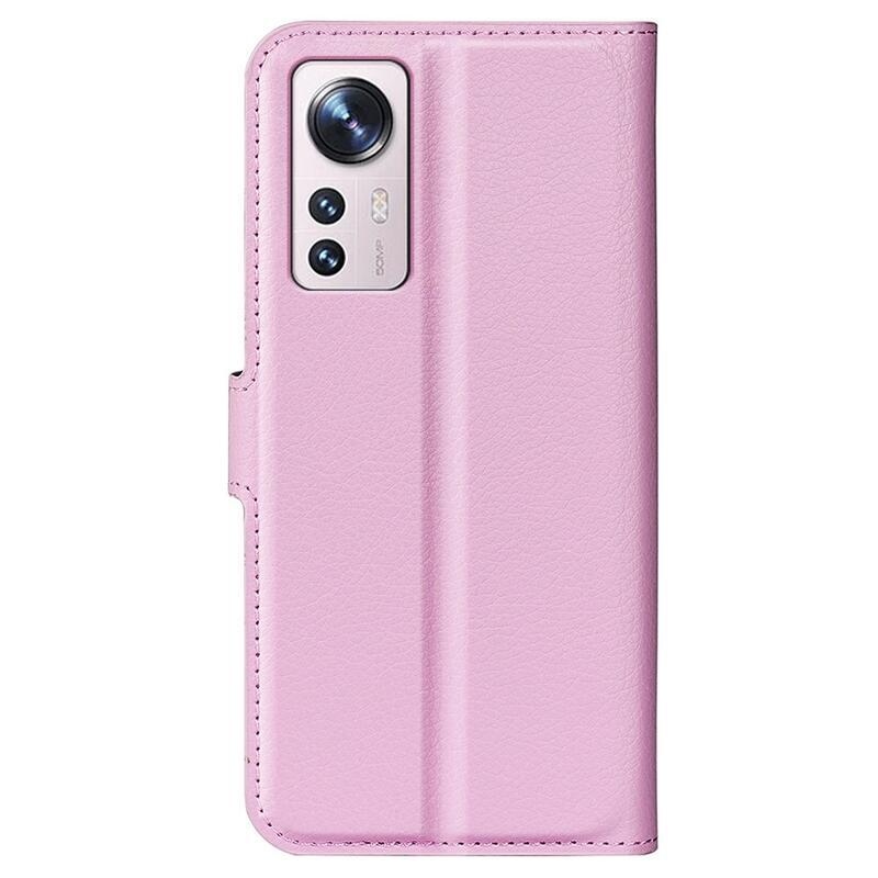Litchi PU kožené peněženkové pouzdro na mobil Xiaomi 12 Lite - růžové