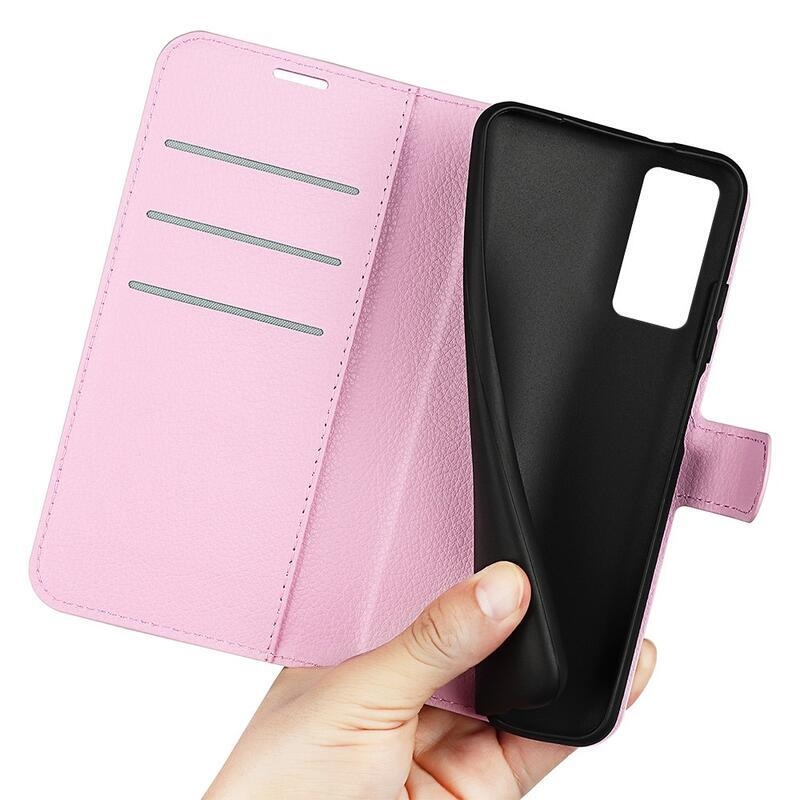 Litchi PU kožené peněženkové pouzdro na mobil Xiaomi 12 Lite - růžové