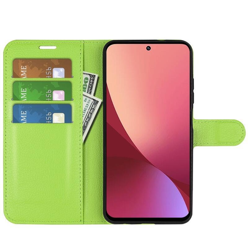 Litchi PU kožené peněženkové pouzdro na mobil Xiaomi 12 Lite - zelené
