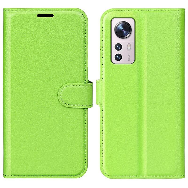 Litchi PU kožené peněženkové pouzdro na mobil Xiaomi 12 Lite - zelené