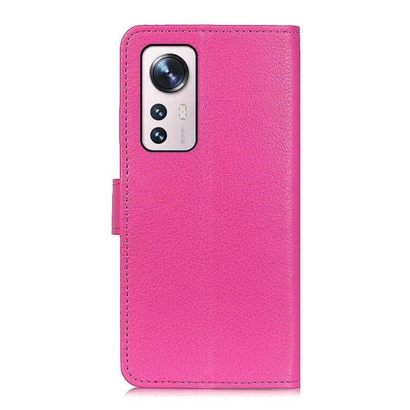Litchi PU kožené peněženkové pouzdro na mobil Xiaomi 12 Pro - rose
