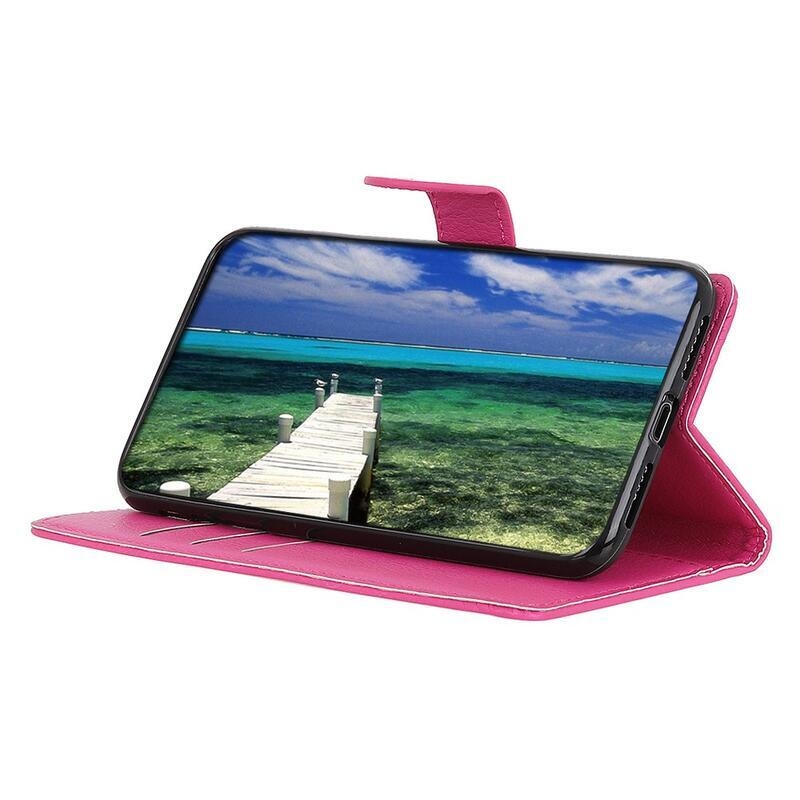 Litchi PU kožené peněženkové pouzdro na mobil Xiaomi 12 Pro - rose
