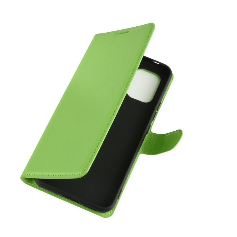 Litchi PU kožené peněženkové pouzdro na mobil Xiaomi Mi 10 Lite - zelené