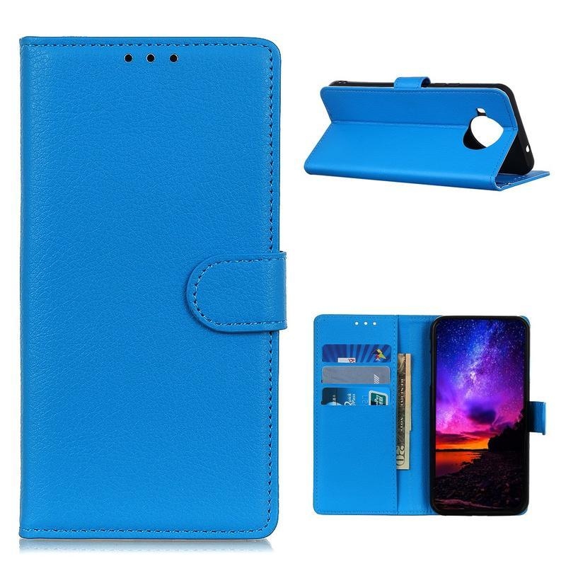 Litchi PU kožené peněženkové pouzdro na mobil Xiaomi Mi 10T Lite 5G - modré