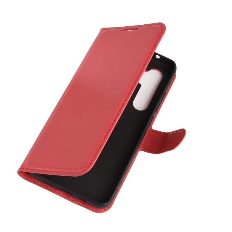 Litchi PU kožené peněženkové pouzdro na mobil Xiaomi Mi Note 10 Lite - červené