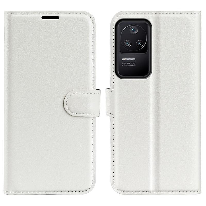 Litchi PU kožené peněženkové pouzdro na mobil Xiaomi Poco F4 5G - bílé