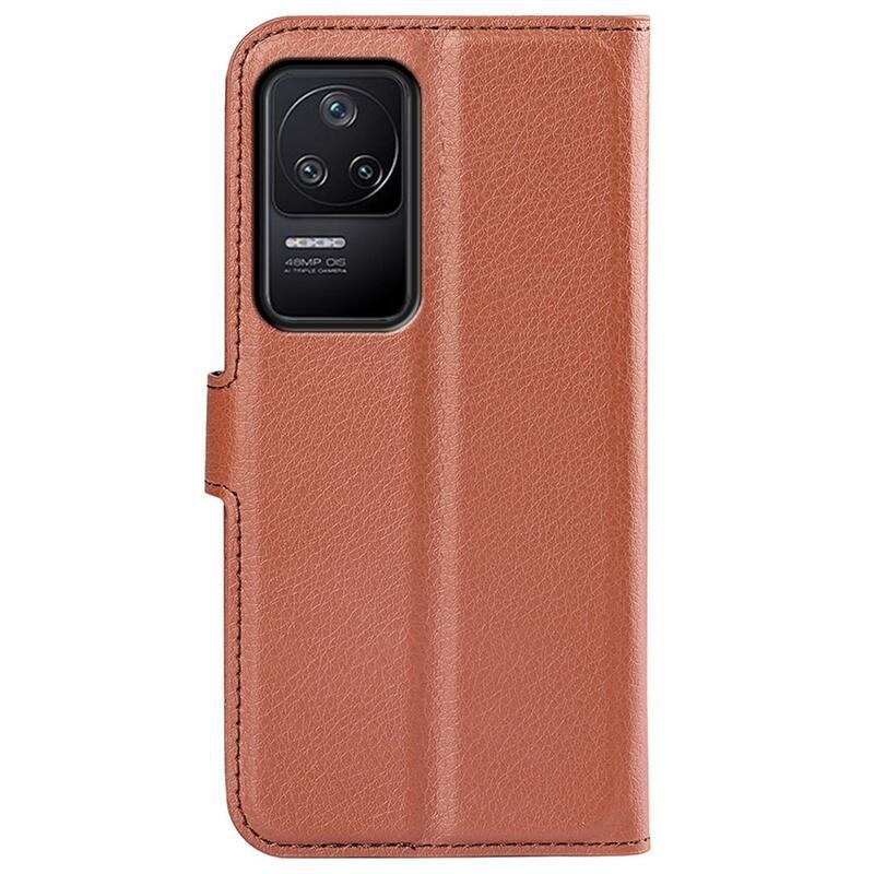 Litchi PU kožené peněženkové pouzdro na mobil Xiaomi Poco F4 5G - hnědé