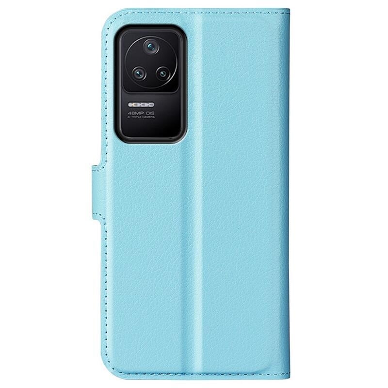 Litchi PU kožené peněženkové pouzdro na mobil Xiaomi Poco F4 5G - modré