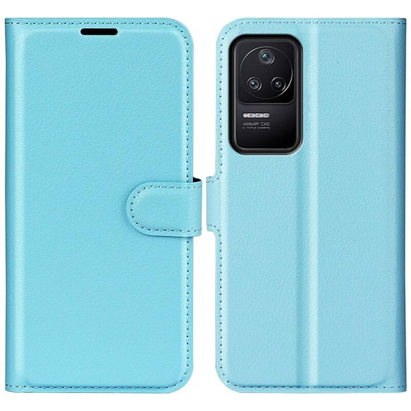 Litchi PU kožené peněženkové pouzdro na mobil Xiaomi Poco F4 5G - modré