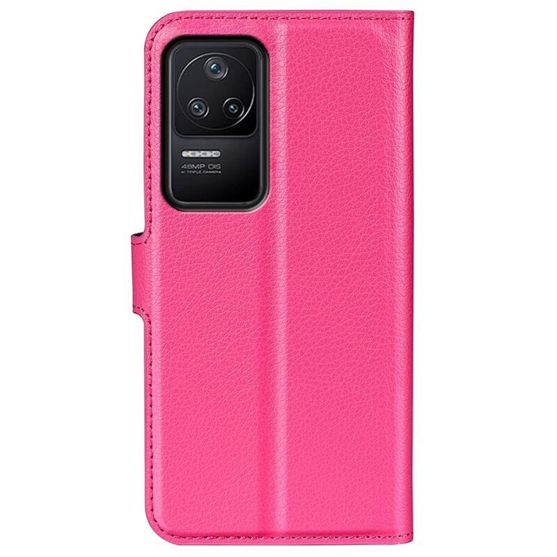 Litchi PU kožené peněženkové pouzdro na mobil Xiaomi Poco F4 5G - rose