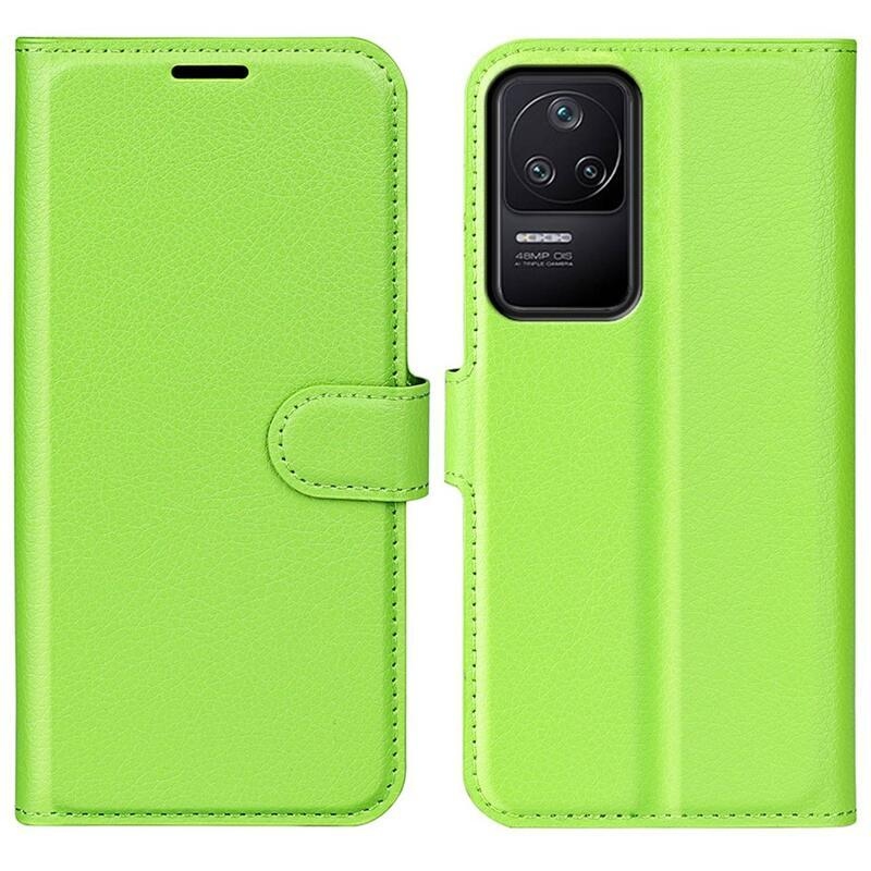 Litchi PU kožené peněženkové pouzdro na mobil Xiaomi Poco F4 5G - zelené