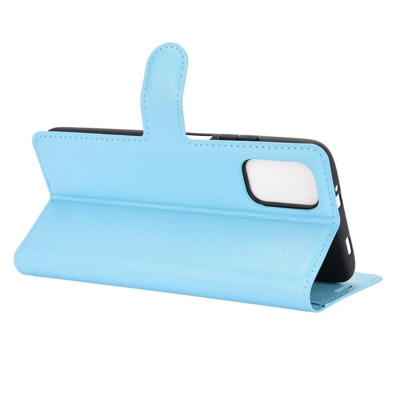 Litchi PU kožené peněženkové pouzdro na mobil Xiaomi Poco M3 - modré