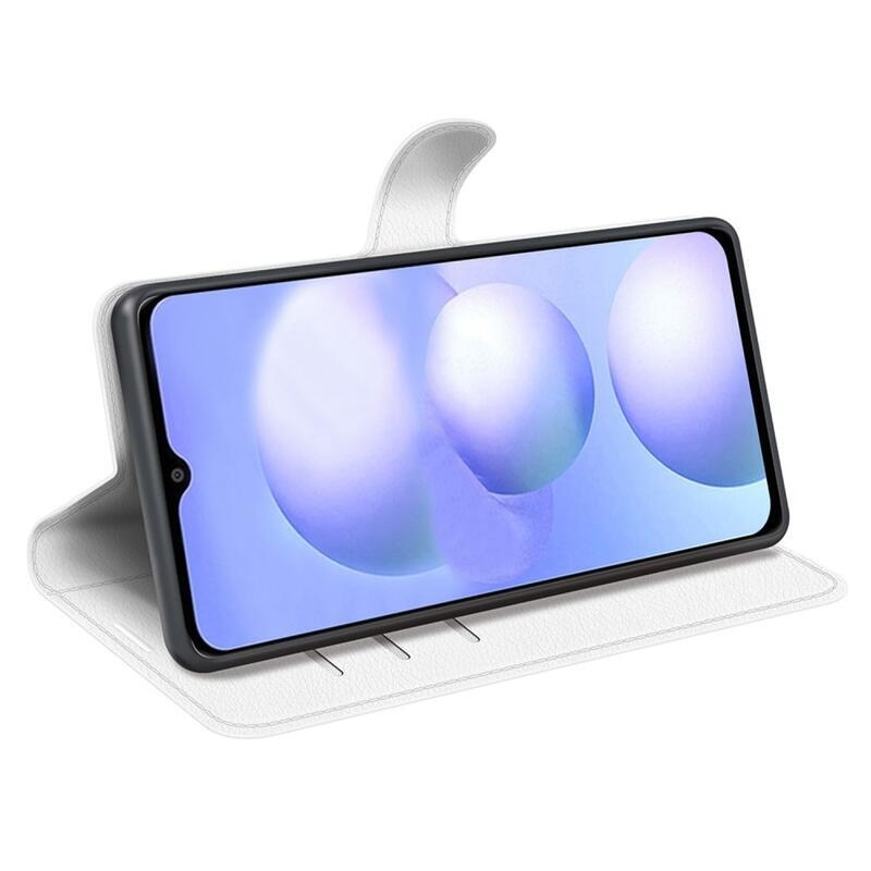 Litchi PU kožené peněženkové pouzdro na mobil Xiaomi Poco M4 5G - bílé