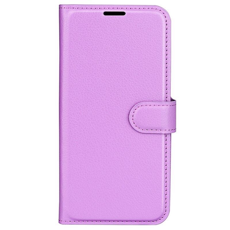 Litchi PU kožené peněženkové pouzdro na mobil Xiaomi Poco M4 5G - fialové