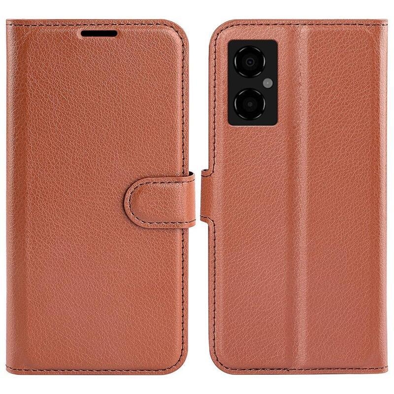 Litchi PU kožené peněženkové pouzdro na mobil Xiaomi Poco M4 5G - hnědé