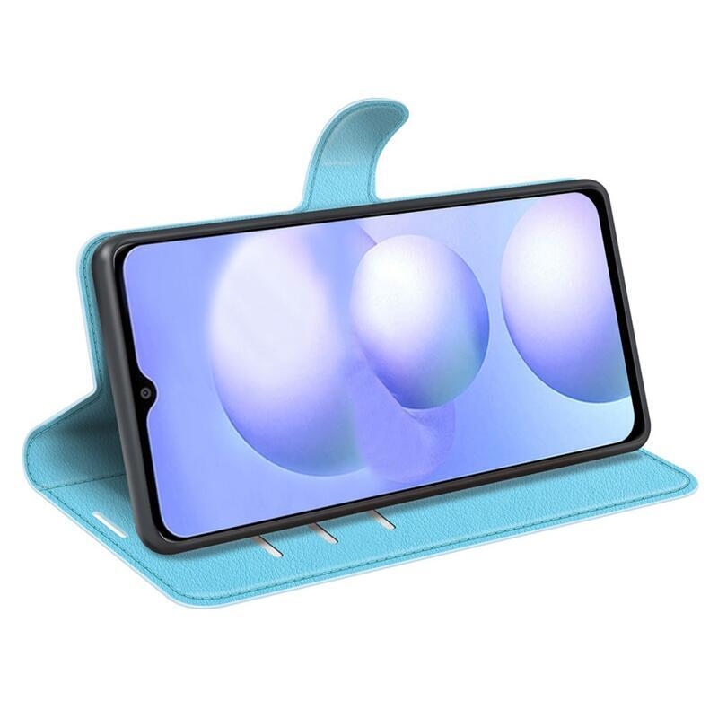 Litchi PU kožené peněženkové pouzdro na mobil Xiaomi Poco M4 5G - modré
