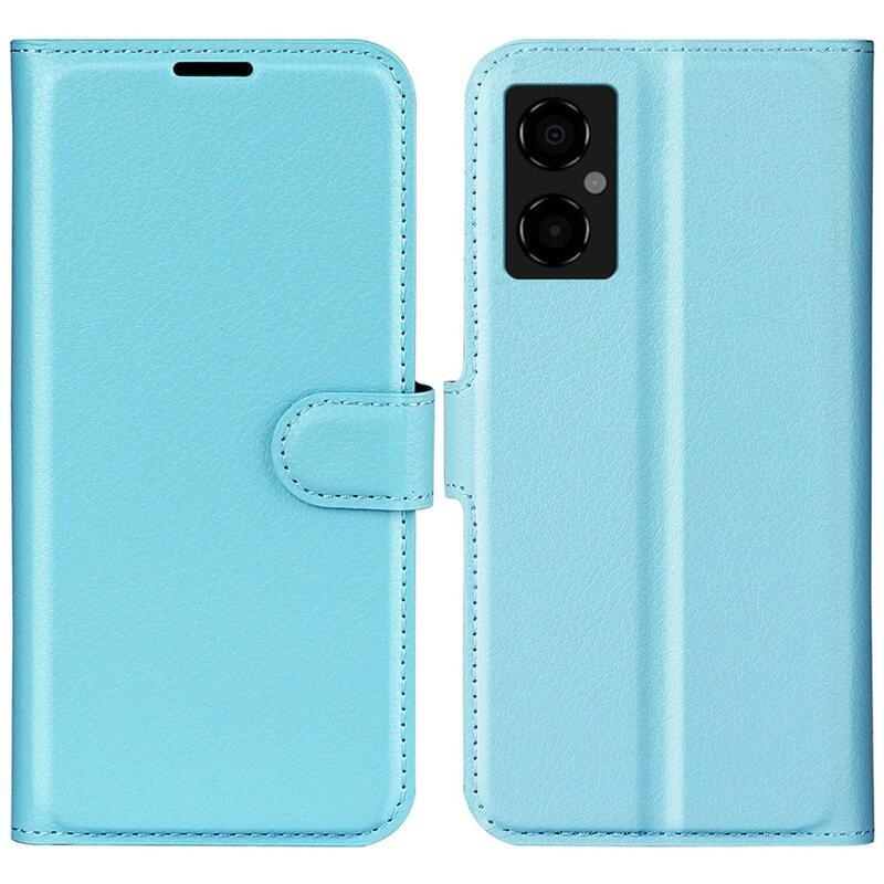 Litchi PU kožené peněženkové pouzdro na mobil Xiaomi Poco M4 5G - modré
