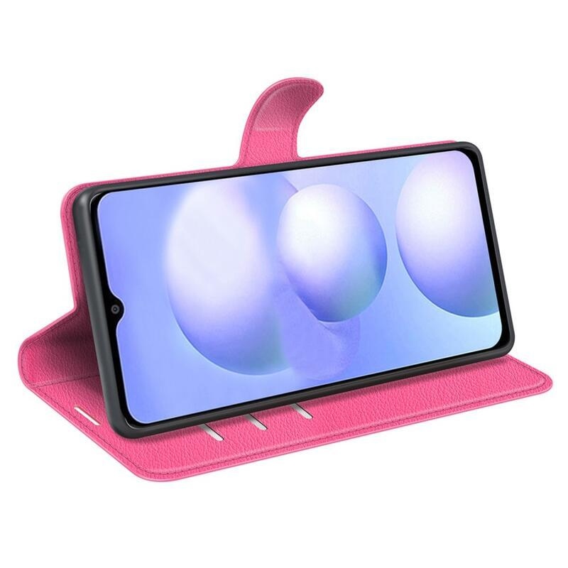 Litchi PU kožené peněženkové pouzdro na mobil Xiaomi Poco M4 5G - rose