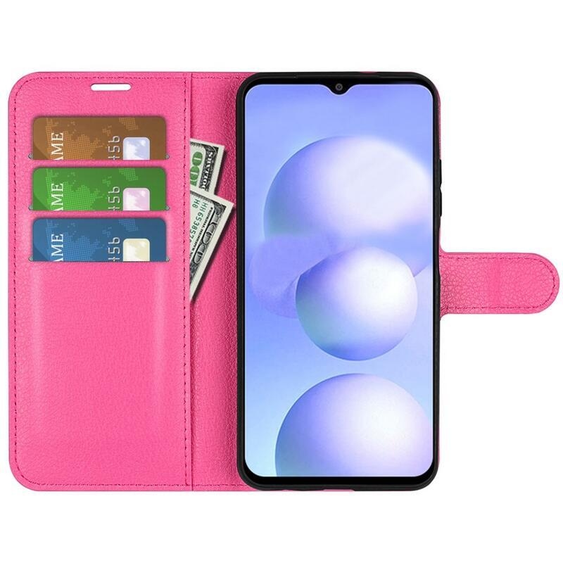 Litchi PU kožené peněženkové pouzdro na mobil Xiaomi Poco M4 5G - rose