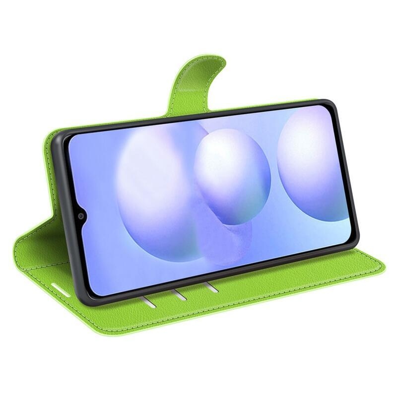 Litchi PU kožené peněženkové pouzdro na mobil Xiaomi Poco M4 5G - zelené