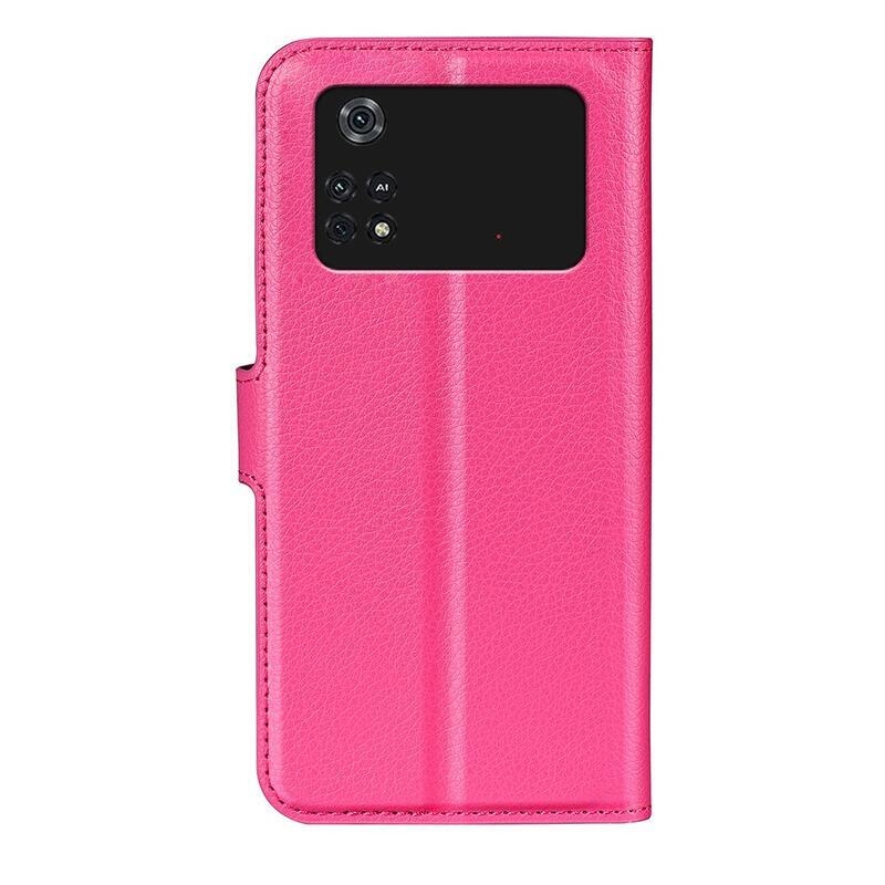 Litchi PU kožené peněženkové pouzdro na mobil Xiaomi Poco M4 Pro 4G - rose