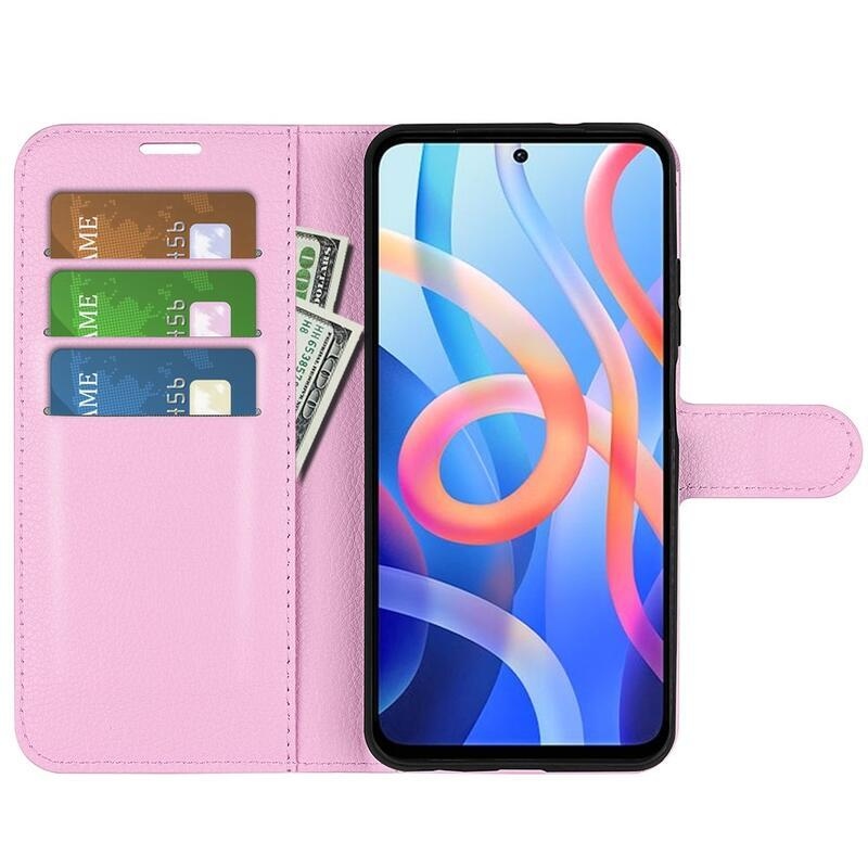 Litchi PU kožené peněženkové pouzdro na mobil Xiaomi Poco M4 Pro 5G/Redmi Note 11S 5G - růžové