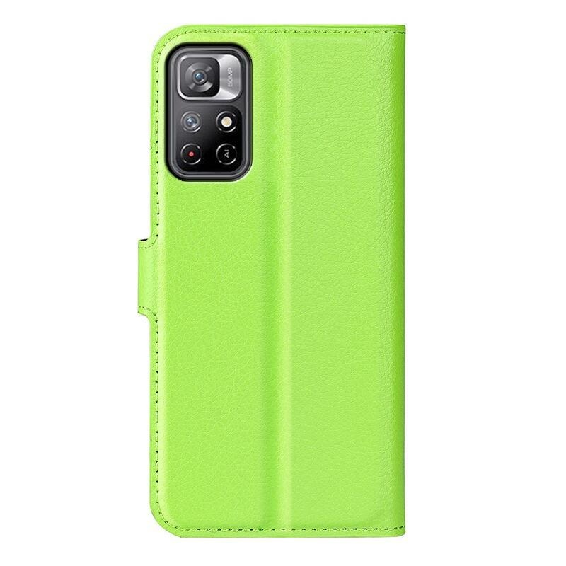 Litchi PU kožené peněženkové pouzdro na mobil Xiaomi Poco M4 Pro 5G/Redmi Note 11S 5G - zelené