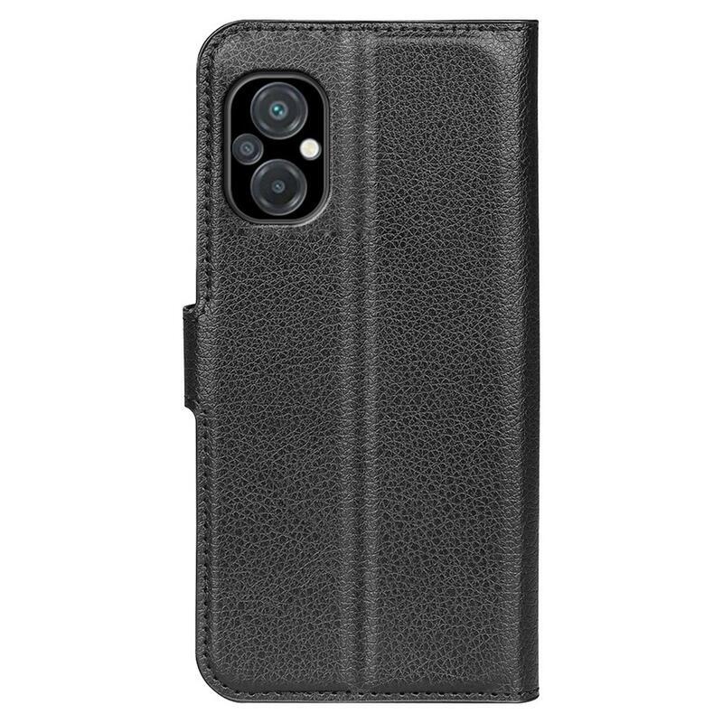 Litchi PU kožené peněženkové pouzdro na mobil Xiaomi Poco M5 - černé
